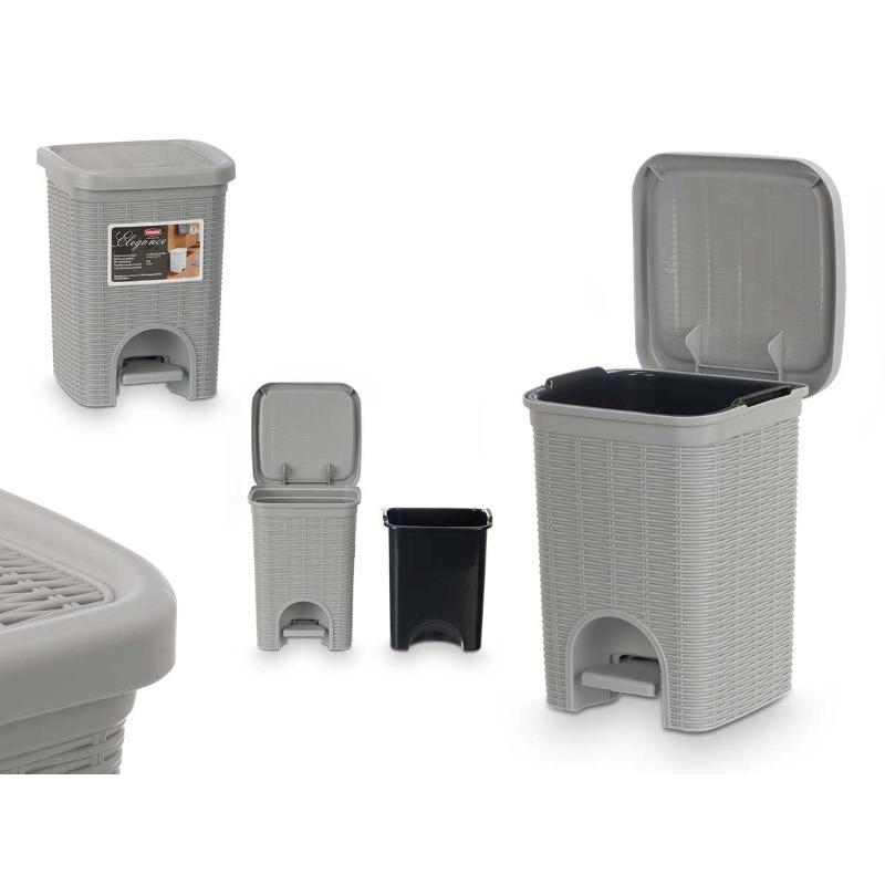 PAPELERA ELEGANCE PEQ 6 L GRIS CLARO 20.5X20.5X27.5 CM