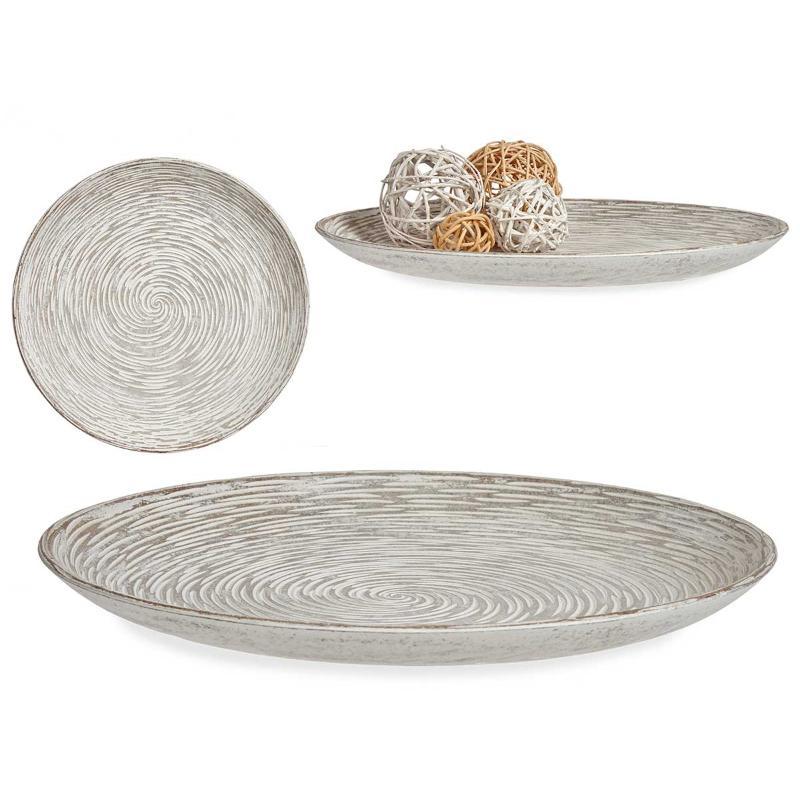 PLATO MADERA DECORACION ESPIRAL BL 35 CM