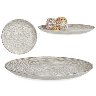 PLATO MADERA DECORACION ESPIRAL BL 35 CM