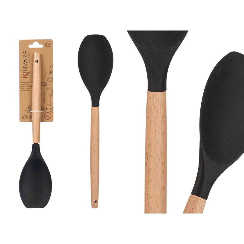 CUCHARA SOPERA NEGRA MANGO MADERA