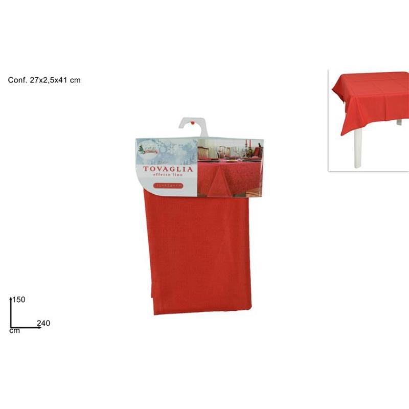 MANTEL ROJO EFECTO LINO 150X240 CM
