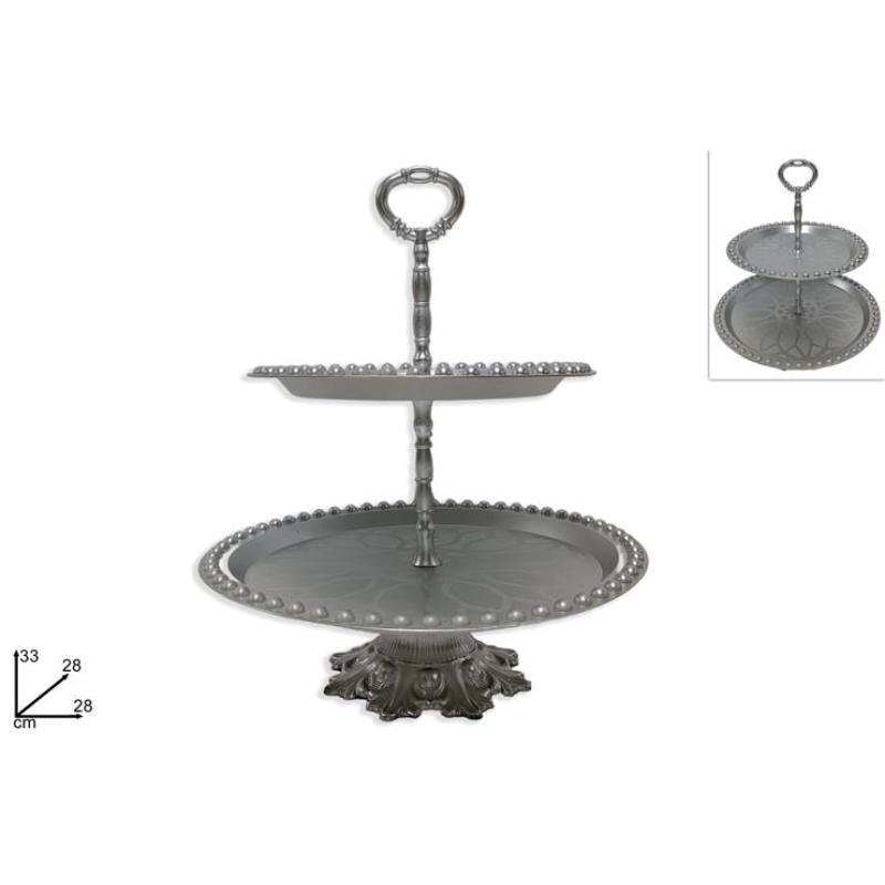 SOPORTE DE PLASTICO 2 PISOS 22/28 PLATEADO