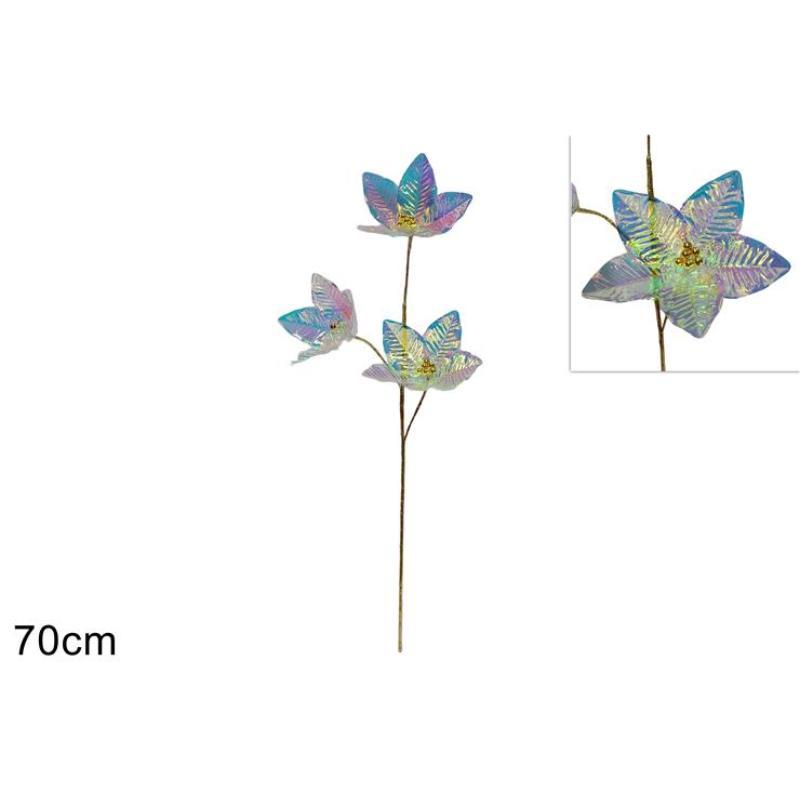 RAMO 3 FLORES NAVIDAD RAINBOW 70 CM