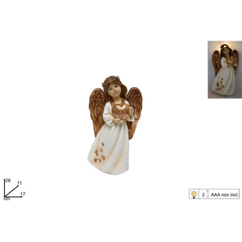 ANGEL C/LUZ C/CORAZON 26 CM