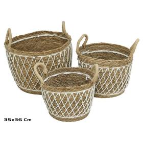 SET 3 CESTOS CON ASAS HEBE 35X36 CM