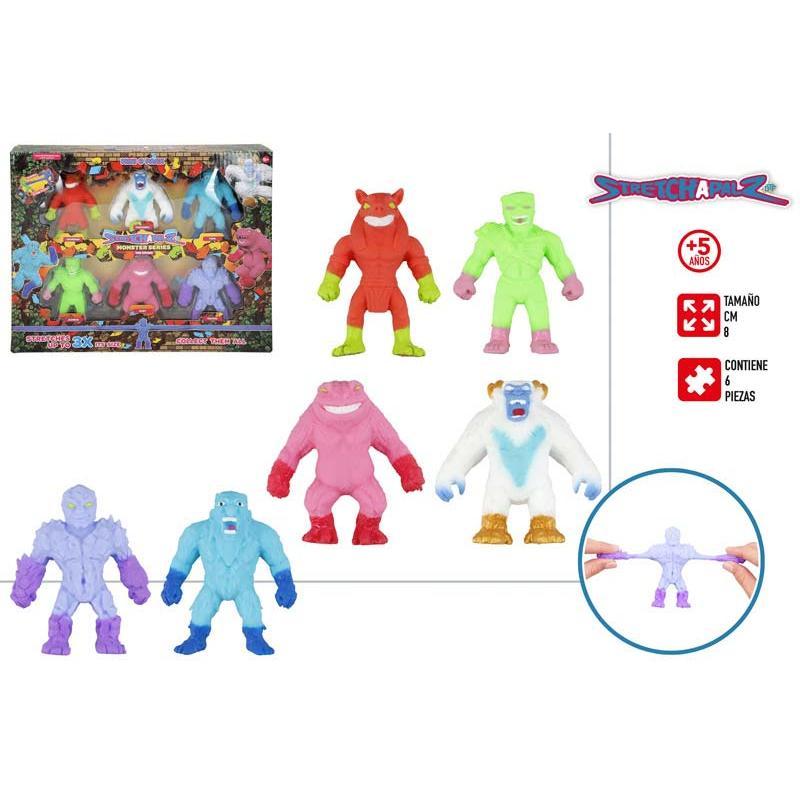 PK 6 MINI FIGURAS ELASTICAS MONSTTUOS 8 CM