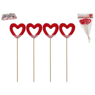 SET 4 STICKS CORAZONES ROJOS 28X7.5X1.7 CM