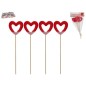 SET 4 STICKS CORAZONES ROJOS 28X7.5X1.7 CM