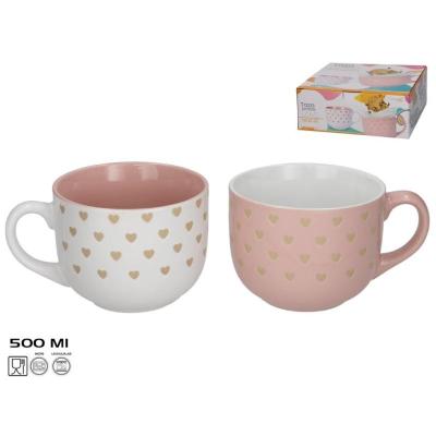 TAZA JUMBO GRES 500 ML LOVE 2 SURT