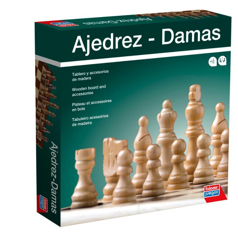 AJEDREZ DAMAS CON ACCS MADERA