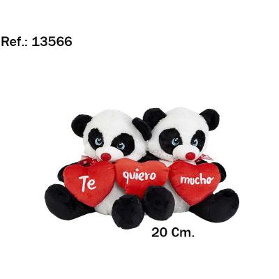 PAREJA OSO PANDA 3 CORAZONES TE QUIERO MUCHO 20 CM.