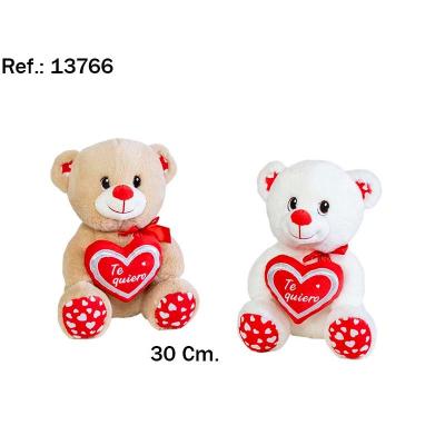 OSO CORAZON TE QUIERO PIES CORAZONES 30 CM. SURTIDO