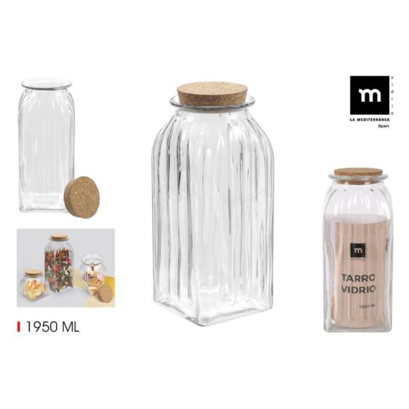 TARRO VIDRIO LINEAS T/CORCHO 1950 ML LA MED