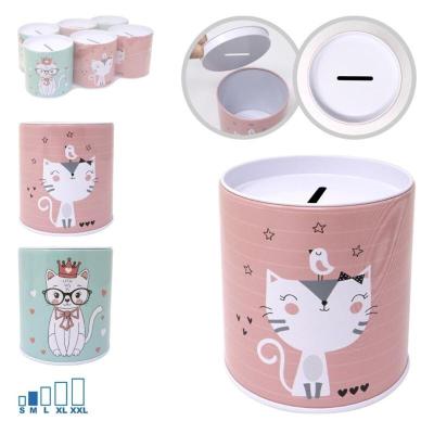 HUCHA METAL CON TAPA GATITO 8.8X9.6 CM