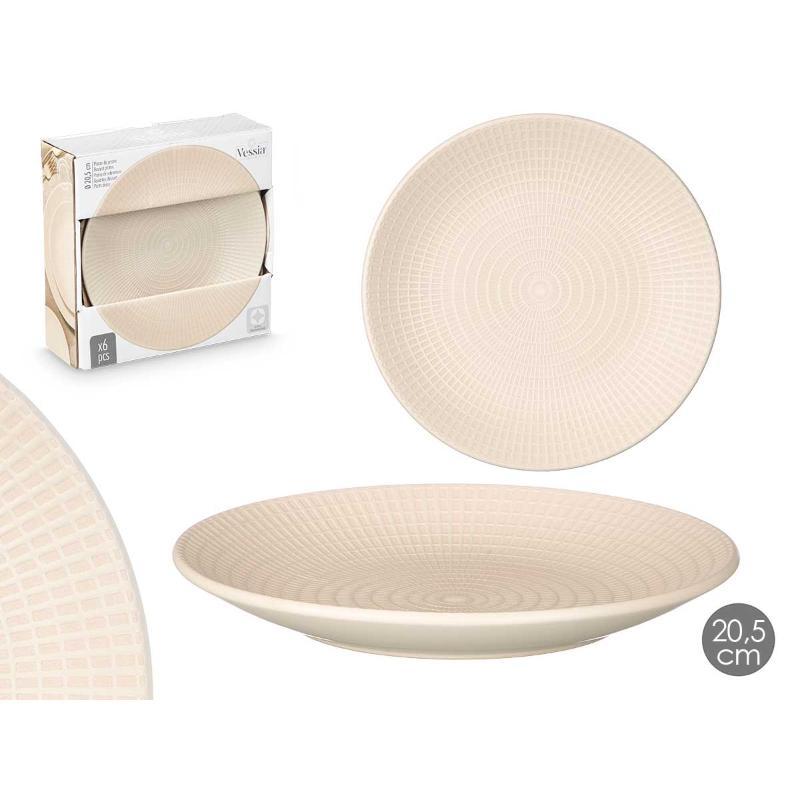 PLATO POSTRE 20.5 CM GRABADO BEGIE