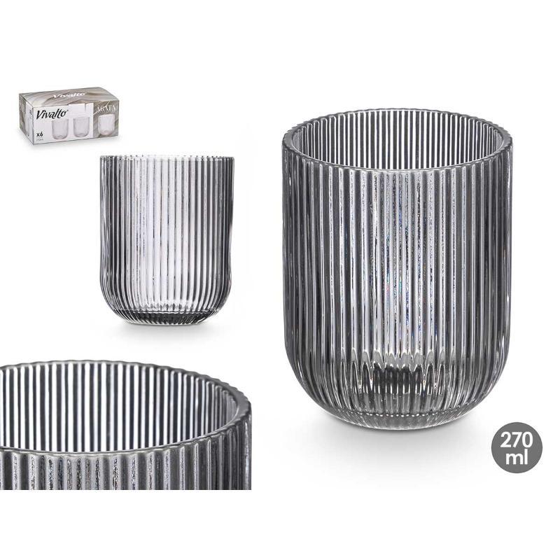 VASO COLOR GRIS RAYAS 270 ML