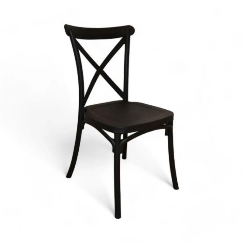 SILLA CROSSBACK PVC NEGRA 48*51*90 CM