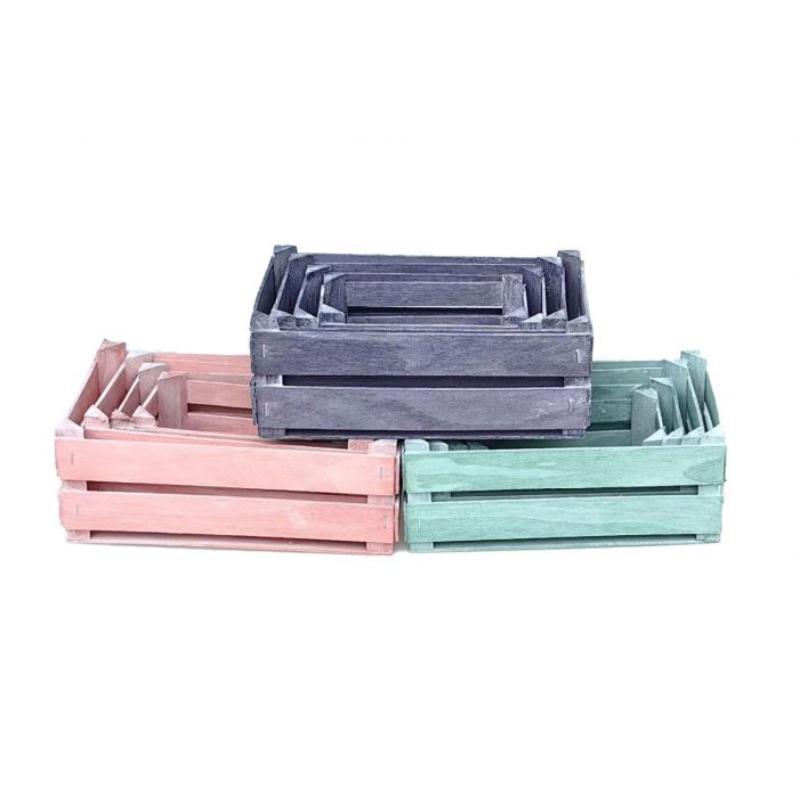 SET 4 CAJONES MADERA MIX 26*16*10 CM