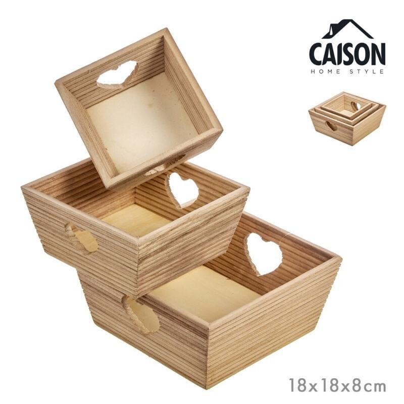 SET 3 CAJAS FRUTERAS MADERA CUADRADAS LINE