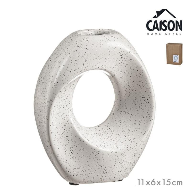 JARRON CERAMICA P BLANCO CON PUNTITOS 15 CM