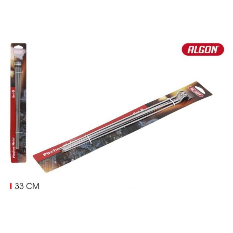 SET 6 PINCHOS METAL 33 CM X 4 MM ALGON