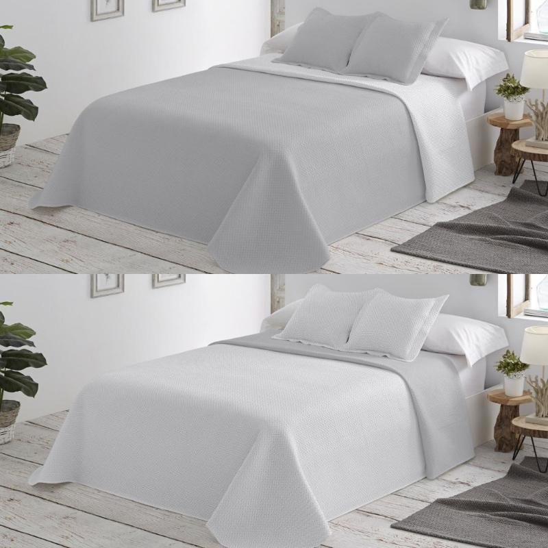 COLCHA LISA REVERSIBLE DN GRIS T/235X270