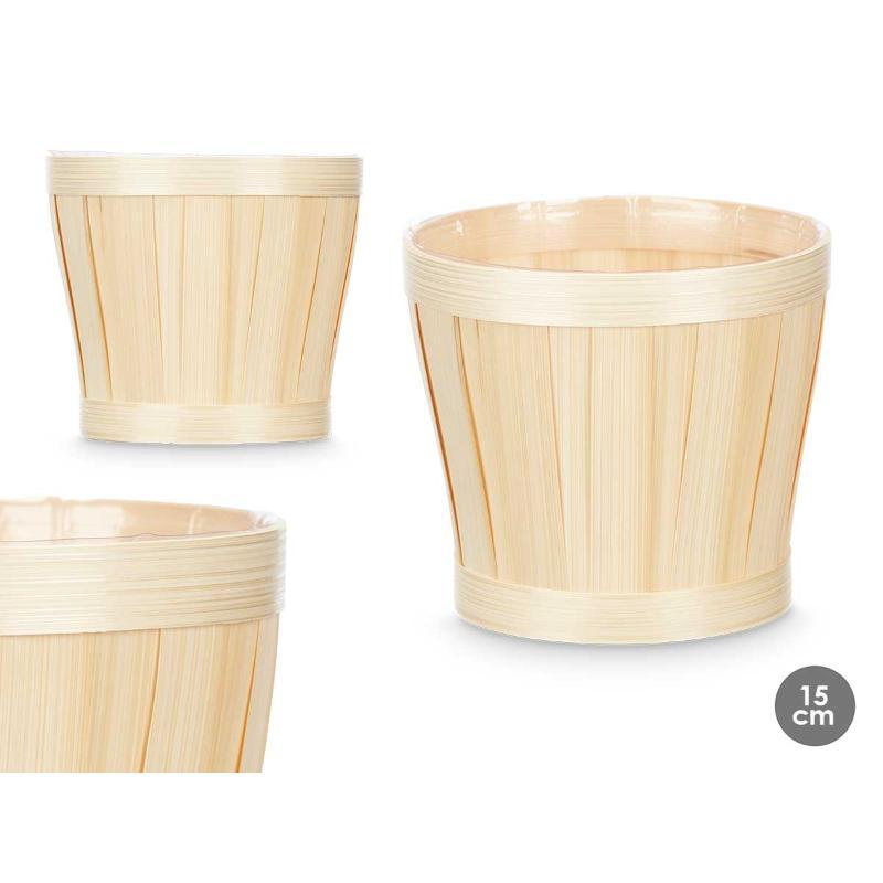 CUBRE MACETAS REDONDO BAMBU 15.5X15.5X14 CM