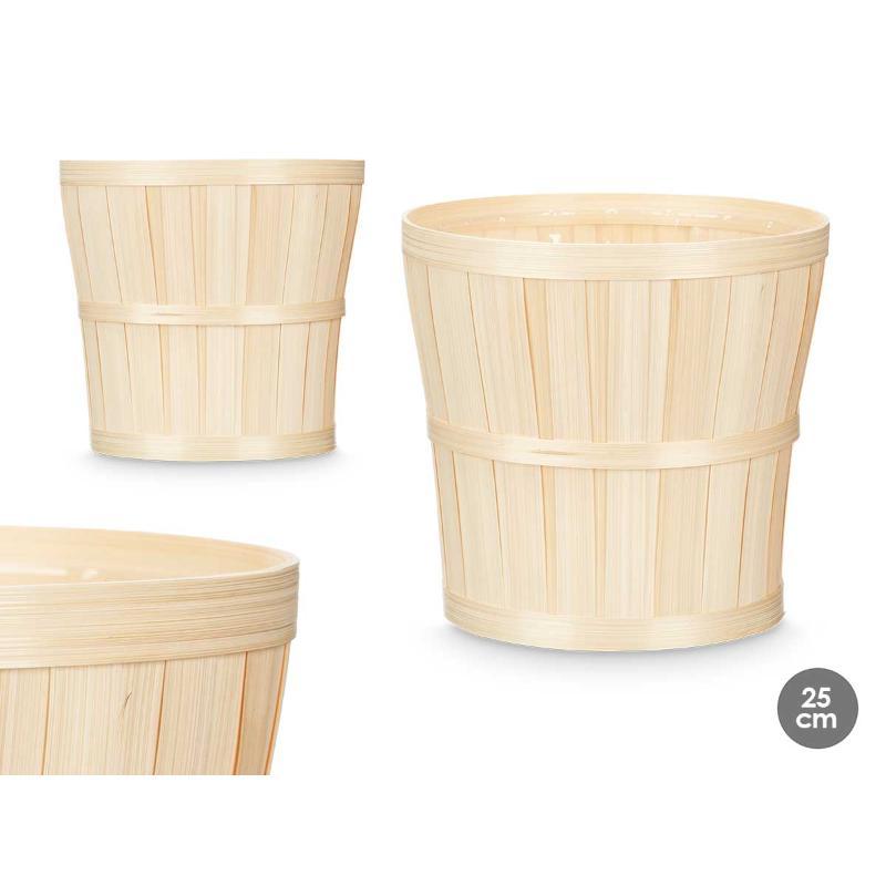 CUBRE MACETAS REDONDO BAMBU 25.3X25.3X24.2 CM