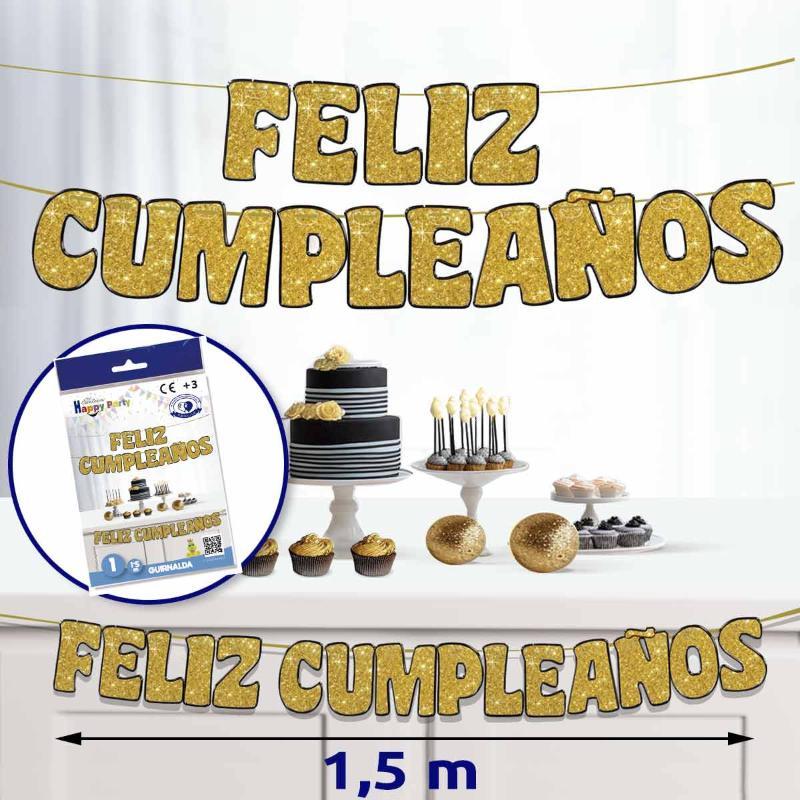 B/GUIRNALDA FELIZ CUMPLEAÑOS ORO