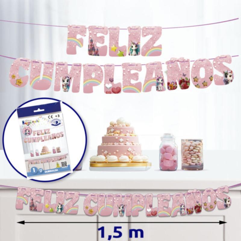 B/GUIRNALDA FELIZ CUMPLEAÑOS UNICORNIO