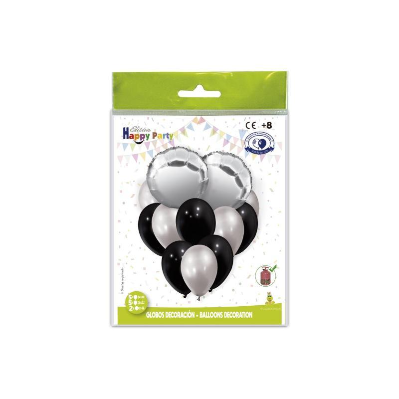 CONJUNTO GLOBOS REDONDO PLATA