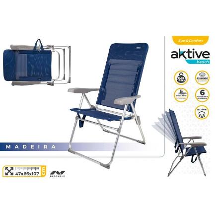 SILLA PLEGABLE SLIM ALU 6 POSI 47X66X107 CM C/ASA
