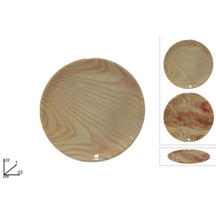 PLATO REDONDO MADERA FANTASIA DIAM 22 CM 2 COL