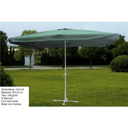 PARASOL 3X3 CON CARRO 8 AGUAS DE TUBO DIAM 48 VERDE