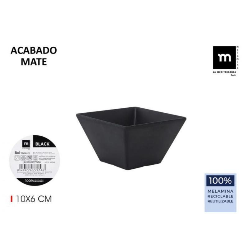 BOL MELAMINA MATE BLACK 10X6 CM