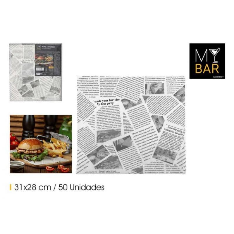 PAPEL ANTIGRASA BLANCO 31X28 CM / 50 PC MY BAR
