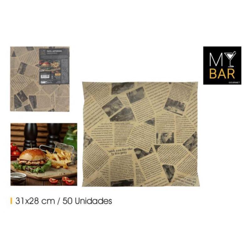PAPEL ANTIGRASA KRAFT 31X28 CM / 50 PC MY BAR