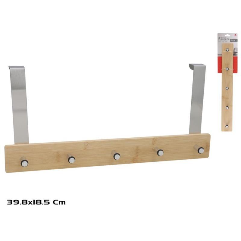 PERCHERO PARED BAMBU 5 GANCHOS 39.8X18.5 CM