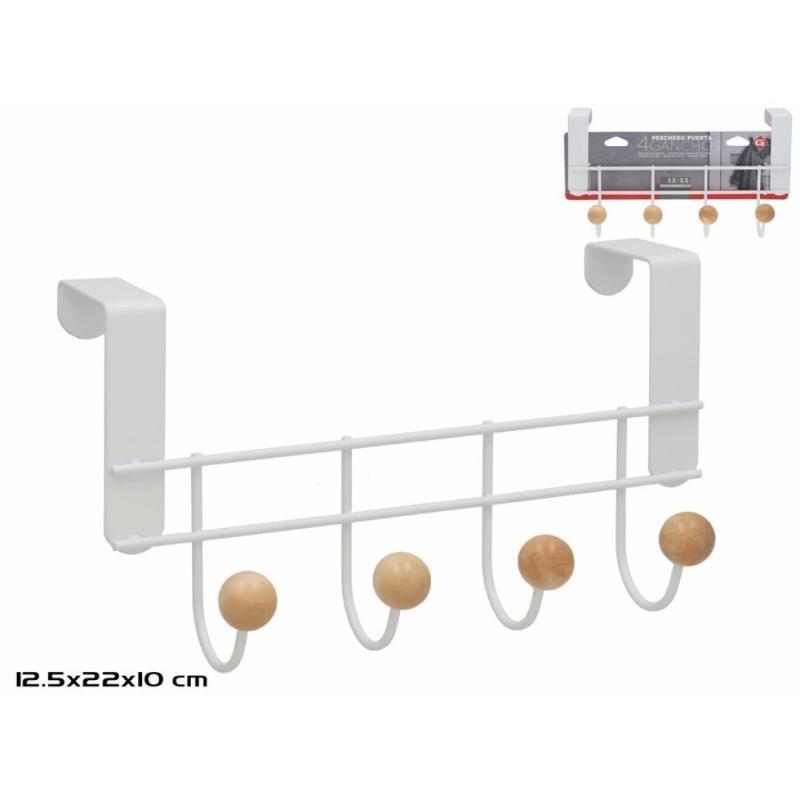 PERCHA PARA PUERTA 4 POMOS 22X12.5 CM