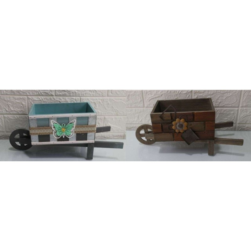 MACETERO CARRO MADERA 38X13X17 CM.                