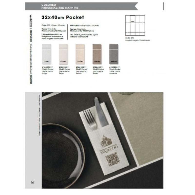 PAQ. 25 SERVILLETAS 32X40 POCKET ANTRACITA REF.6760550