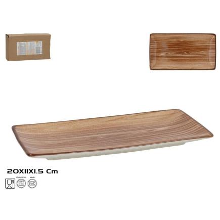 FUENTE REGTANGULAR 20X11X1.5 CM COLOR MADERA