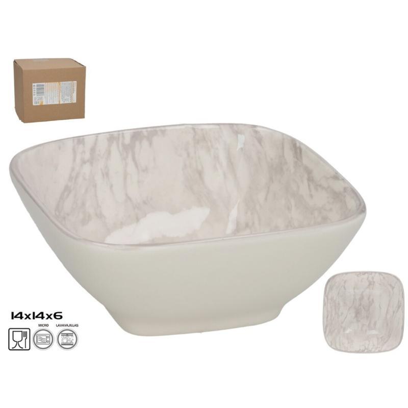 BOWL CUADRADO 14X14X6 CM COLOR MARMOL