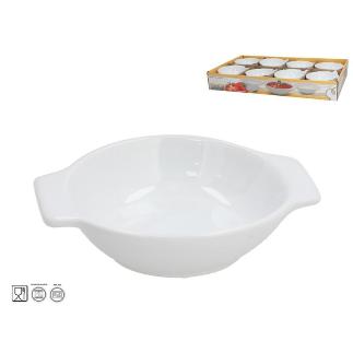SALSERA APERITIVO GRES LUNA OVAL 13.5X11X3.5 CM BLANCA