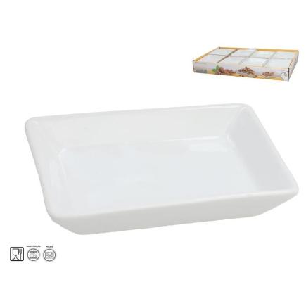 SALSERA APERITIVO GRES LUNA RECT 12.8X10.2X2.5 CM BLANCO