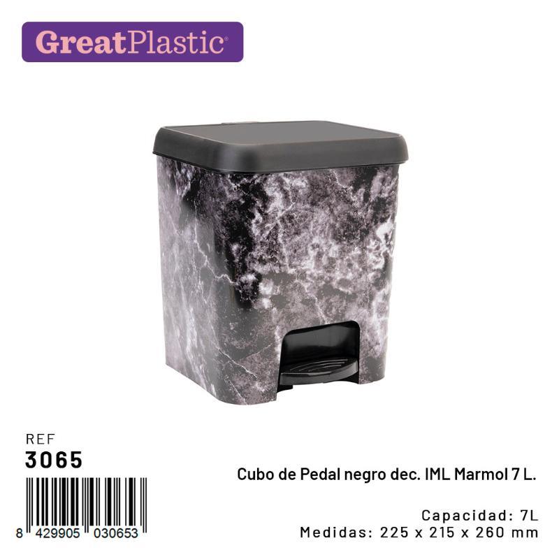 CUBO PEDAL NEGRO DEC MARMOL 7L