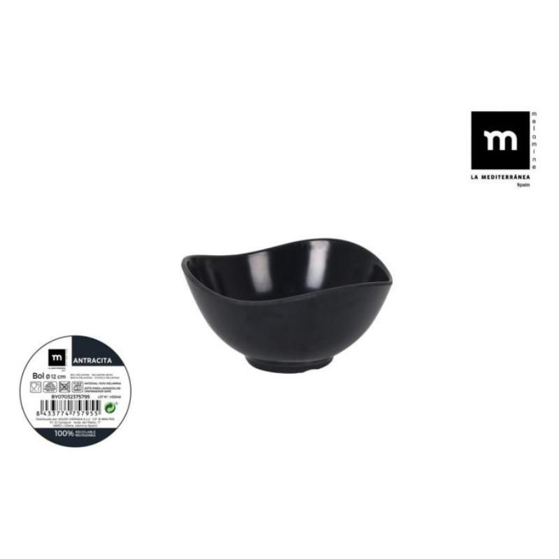 BOL MELAMINA ANTRACITA 12 CM MD 270 ML
