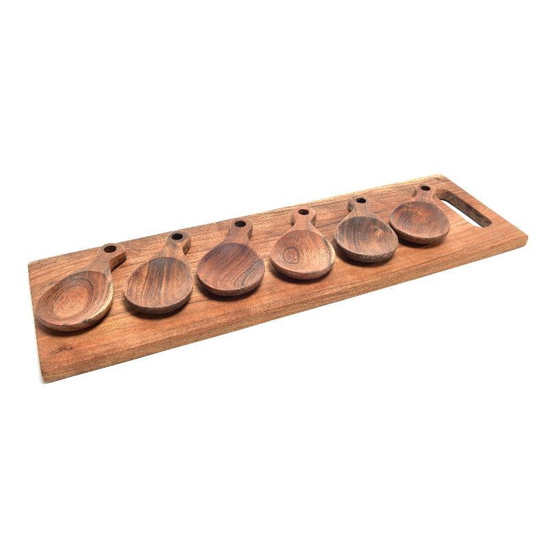 SET SNACKS 7 PIEZAS MADERA NATURAL 55X17X1.5 CM
