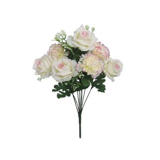 RAMO ROSAS-CLAVELES X9- 43 CM ROSA