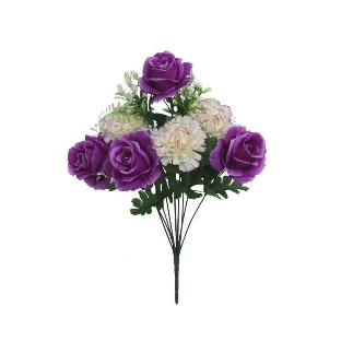 RAMO ROSAS-CLAVELES X9- 43 CM VIOLETA